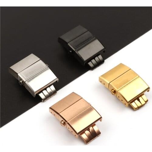 Watch Accessories 20mm Folding Buckle For Ulysse Nardin Athens Watch Series Silicone Rubber Strap Stainless Steel Clasp