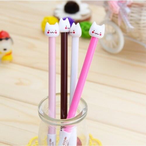 Free shipping 12 pcs gel ink pen Kitten unisex pen prize korea stationery pen black fresh 4 different color