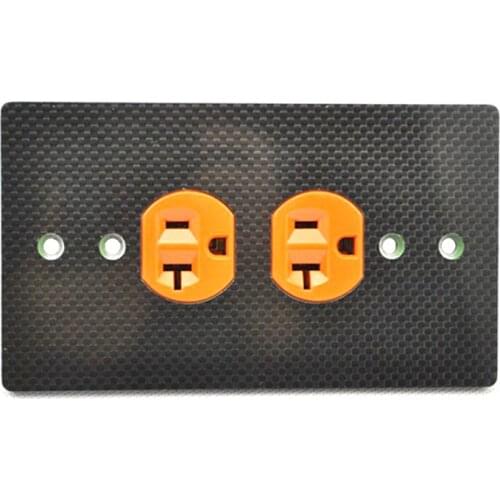 Free shipping one pcs 150*86 Carbon Fiber Power outlets cover wall plate Duplex Receptacle socket
