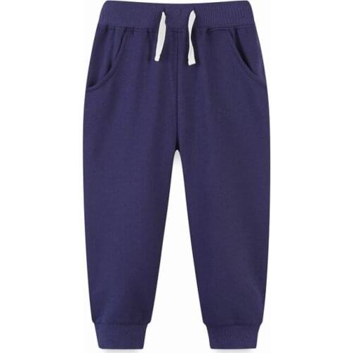 Jumping Meters Cartoon Boys Thin Cotton Pants Spring Autumn Solid Color Navy Blue Trousers Casual Children Clothing 2-7years