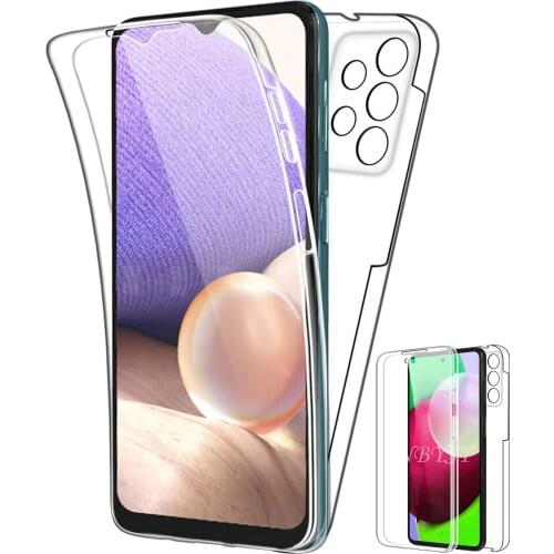 360 Full Protection Case for Samsung Galaxy A03S A12 A02S A42 A32 A22 4G A52 A72 5G PC+TPU Shockproof Transparent Silicone Cover