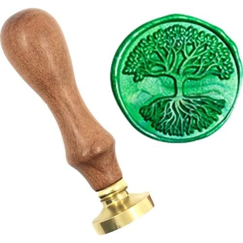 Tree Natural green life brass Wax Stamp wood handle,DIY Ancient Seal Retro Stamp,Personalized Stamp Wax Seal High Quality05