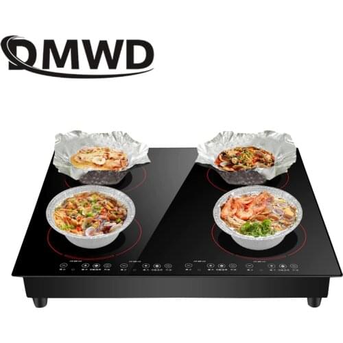 DMWD Commercial multi-head induction cooker 2/4 heads magnetic cooker 2000W waterproof panel small hot pot stove hotpot oven