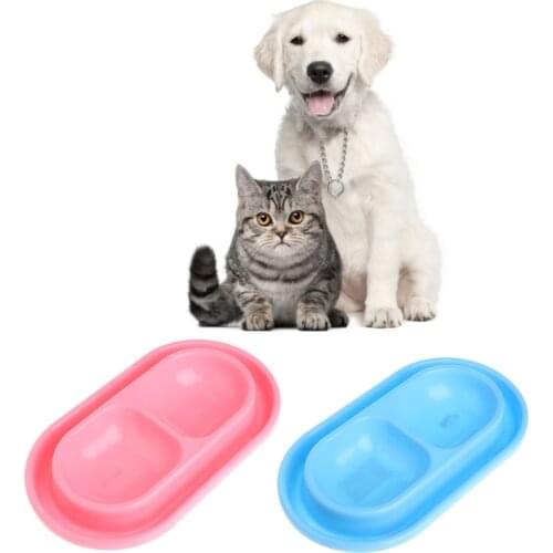 Pet Feeding Double Bowls Plastic Anti Ants Food Water Feeder For Dogs Cats Puppy W0YC