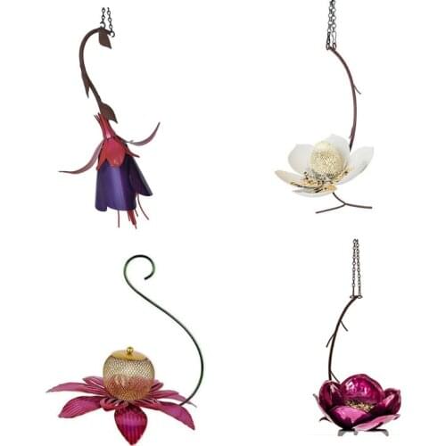 Elegant Flower Hanging Hummingbird Feeder Drinker Outside Decoration Birds Water Food Dispenser Outdoor Feeding Food