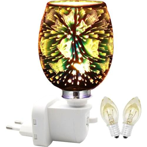 Electric Wax Burner Plug In Melt Warmer with light 2 Spare Bulbs Included Oil Burner For Scentsy Wax Melts Warmer (Butterfly)