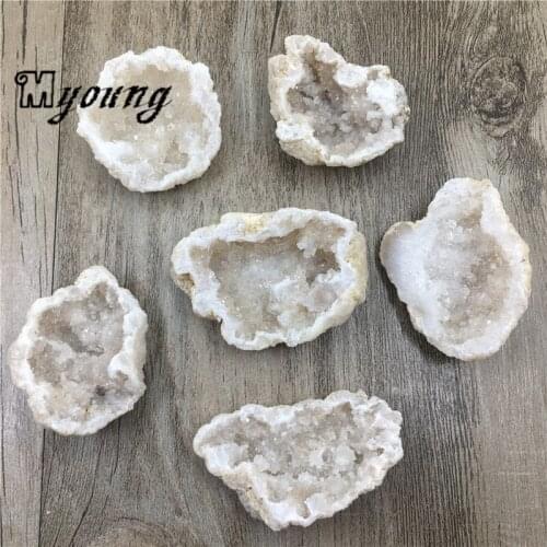 Freeform White Agates Quartz Geode Pendant Beads,Raw Agat Slice Quartz Druzy Pendant For Jewelry Making MY1938