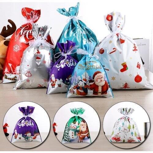 Multi Color Cute Santa Claus Christmas Candy Biscuit Bag Cartoon Christmas Gift Bags Party Gift Wrapping Bag Party Supplies