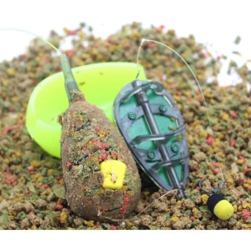 30g/40g/50g Carp Fishing In Line Method Feeders Accessories Set Quick Release Flat Method Feeder and Bait Mould for Carp Feeders