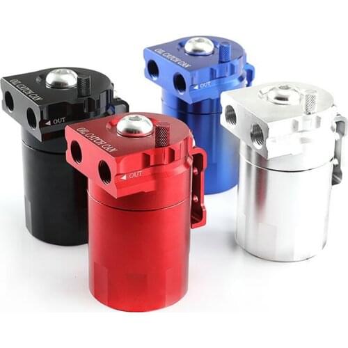 Oil Catch Can Reservoir Tank Universal With Mini Filter Breather Baffled Aluminum With 9mm &15mm Fittings Oil Dipstick
