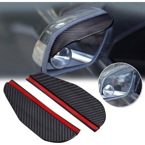 NEW 2Pcs Car Rear View Mirror Rain Shield Carbon Fiber Look Visor Sun Shade