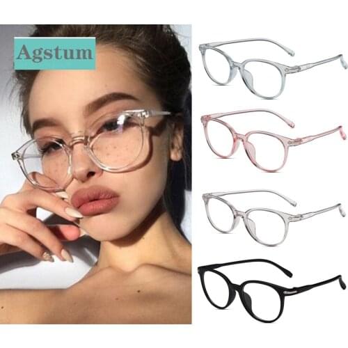 Agstum Optical Eye Glasses Frames for Women Men Ultralight Eyeglasses Frame Female Male Transparent Black Pink Blue