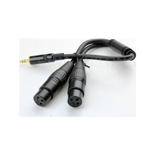 Wholesale 50pcs/lot Brand New 0.18M XLR Merger Y Combiner 1/8" stereo male to 2 xlr female audio Cable adapte