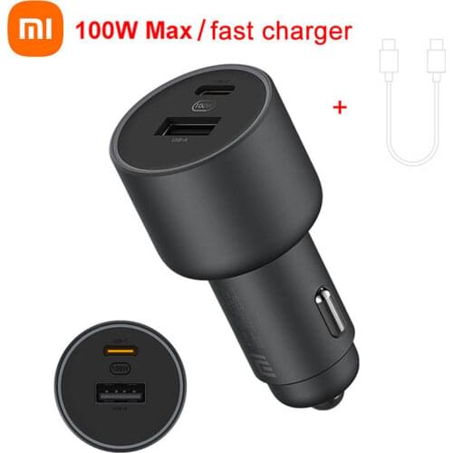Original Xiaomi Car Charger Quick Charge USB-C 100W Max USB-A 18W For iPhone Samsung Huawei Xiaomi 10 Smartphone