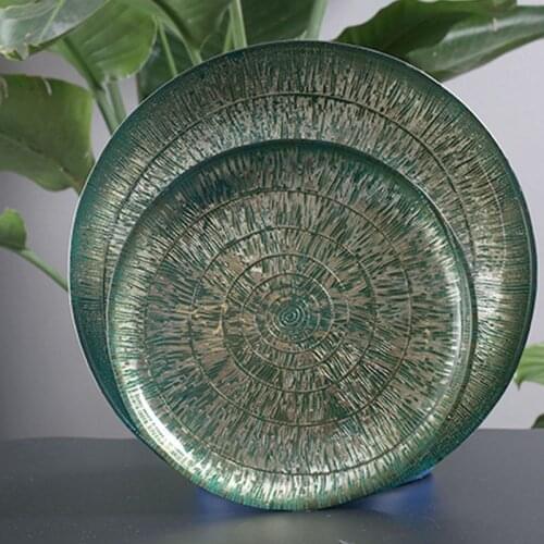 Plating Craft Green Leaf Texture Plates European Vintage Dinner Plate Fruit Pasta Dishes Glass Serving Tray Kitchen Tableware