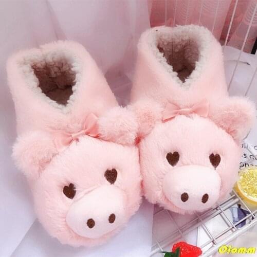 Large size plush comfort code couple Pack heel pink pig slippers ins style cute pig cotton slippers couple home shoes