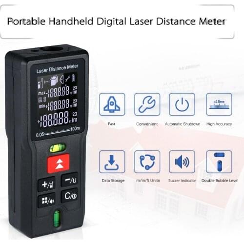 Handheld Digital Laser Distance Meter Portable Mini Range Finder High-precision 20Groups Data Storage LCD Display Backlight