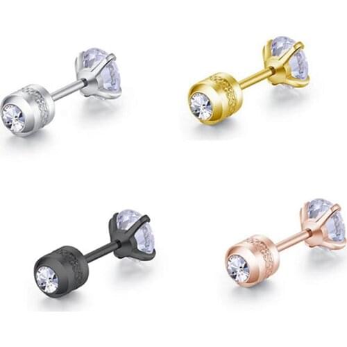 Size 3/4/5mm Crystal Earring Ear Piercing DIY Top Body Jewelry Women 1Piece!! Stainless Steel Zircon Earrings