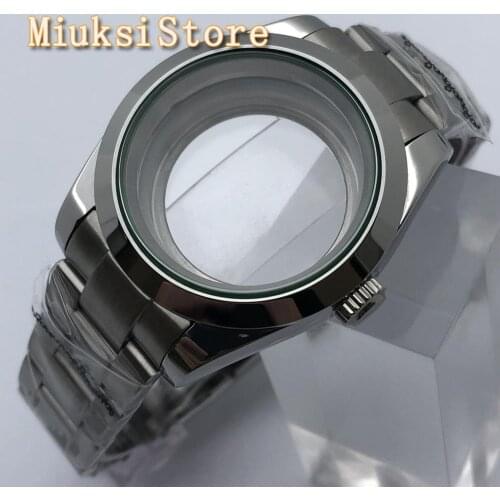 40mm sterile silver case sapphire glass oyster strap fit NH35 NH36 ETA2836, Miyota 8215 82 series, Mingzhu DG 2813 3804 movement