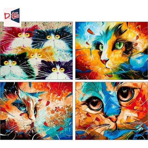 Painting By Number Cat Colourful Animal On Canvas With Frame Drawing For Adults Acrylic Paint Coloring By Number Home Decor Art