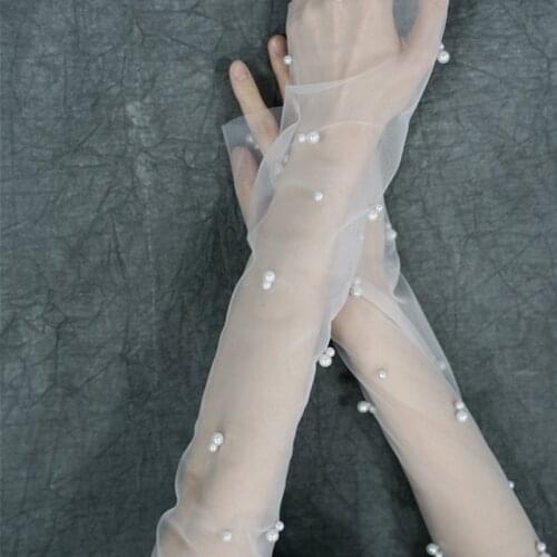 Romantic Tassel gauze macarons fantastic sense decorated new brigade shoot photography handmade tulle pearl long arm glove cover