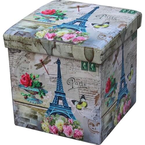 D & D-Puff folding storage, padded seat, 38x38x38 cm, soft synthetic leather outside, supports up to 300 kg