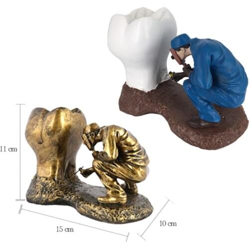 Dental Decoration Resin Handicraft Dentist Office Furnishing Decoration Man Welding On The Tooth Showcase Desktop Decoration