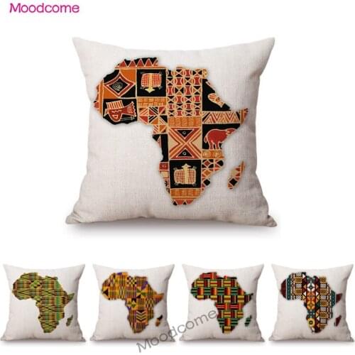 Traditional African Ethnic Trial Geometric Pattern Africa Map Nordic Sofa Throw Pillow Case Home Decorative Sofa Cushion Cover