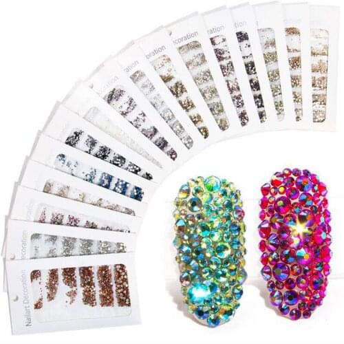 16 Color Diamond Jewelry Nail Art Mixed Color Flat Diamond Symphony AB Rhinestone Color Special-shaped love Nail Art