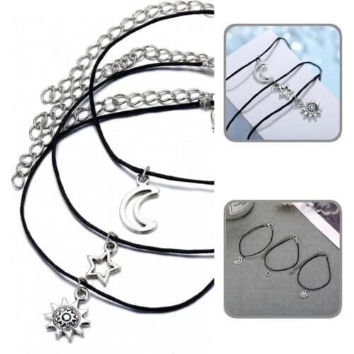3Pcs/Set Bohemian Anklets Sun Star Moon Women Decoration All Match Sun Star Moon Ankle Bracelet