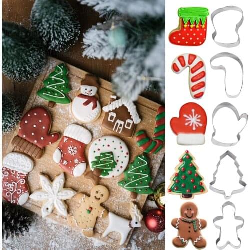 5pcs Christmas Cookie Cutter Cake Mold Gingerbread Xmas Tree Biscuit fondant Cutter DIY Baking Tools 2021 Navidad Kitchen decor