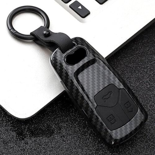 Carbon Fiber ABS For Audi A4 A5 S4 S5 B9 8W Q7 4M Q5 TT TTS RS Coupe Roadster 2017 2018 Smart Remote Fob Key Case Shell Cover