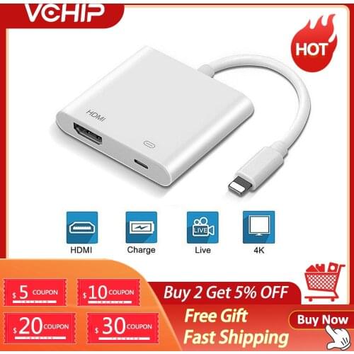 VCHIP Lightning to HDMI Cable Digital AV Adapter cabo iphone For iPhone 5 6 7 8 X XS iPad Projector 4K ايباد переходник Sync