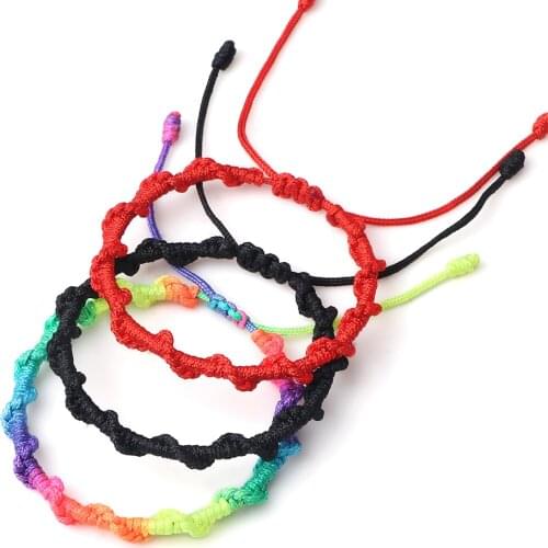Handmade Buddhist Lucky Bracelets & Bangles for Women Men Nylon Rope Tibetan Buddha Braided Wrap Bracelet Twist knot Friend Gift