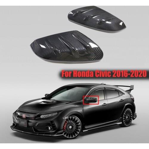 Dry Full Carbon Mirror Cover For Mugen Honda Civic 10th RearView Side Mirror Caps stick on 2016-2020