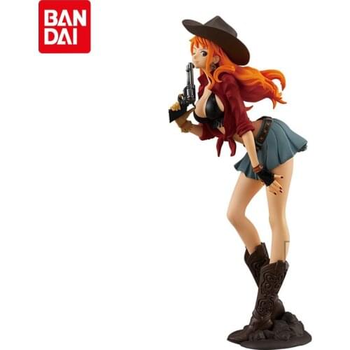 19CM Bandai Genuine One Piece TREASURE CRUISE TCWJ Anime Figure Cowboy Nami Pvc Action Figure Girls Collections Model Toys