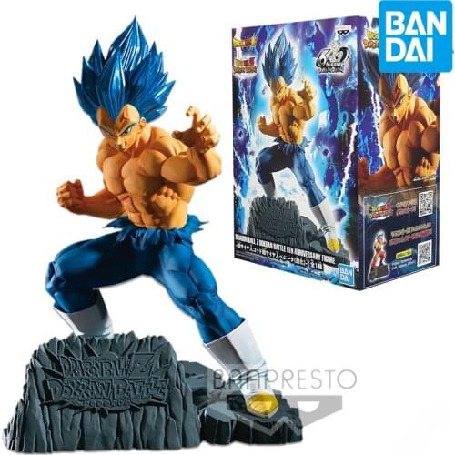 Bandai Dragon Ball Z Anime Figure Crack Down Blue Hair Vegeta IV Genuine Model Collection Decoration Children Toy Gift