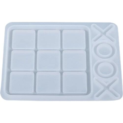 Crystal Epoxy Resin Mold Funny Game Tic-Tac-Toe Cabochon OX Board Silicone Mould AXYD