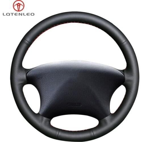 LQTENLEO Black Artificial Leather Car Steering Wheel Cover For Citroen Xsara Picasso C5 2001-2010 Peugeot Partner 807 2003-2008