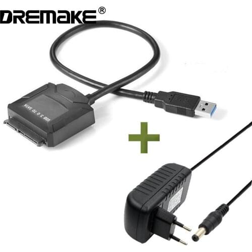 USB 3.0 to SATA Adapter Converter Cable for 2.5"/3.5" SATA HDD/SSD SATA III Hard Drive Disk Support UASP with 12V 2A DC Adapter