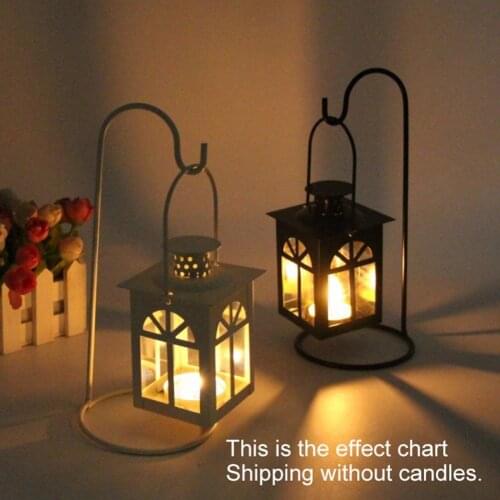 Classical Iron House Shape Candle Holder Stand Bracket Candlestick Romantic Wedding Candle Holder Lantern Home Decoration Crafts