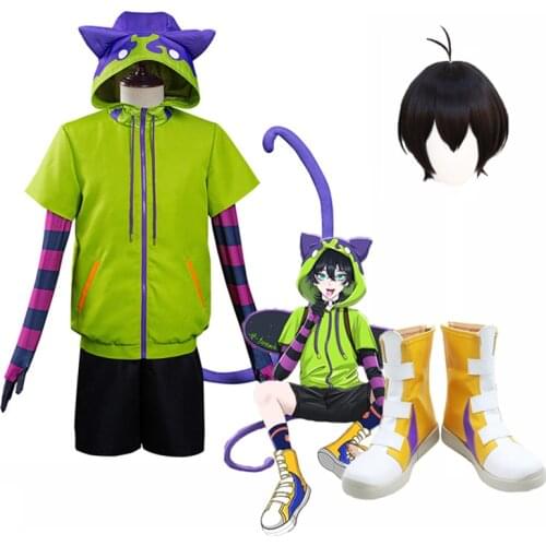 SK8 the Infinity Anime Miya Chinen Cosplay Hooded Zipper Costume Short Wig Hoodie Jacket Tail Gloves Party Outfits SK Eight Suit