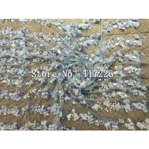 Pretty luxury embroidery 3d flowers fabric best quality african newest tulle mesh lace for sawing dress 50 yards