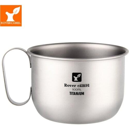Rover Camel Light Weight 500 ML Outdoor Titanium Cup Mug Tableware Camping Coffee Tea Mug Cup Picnic Water Cup