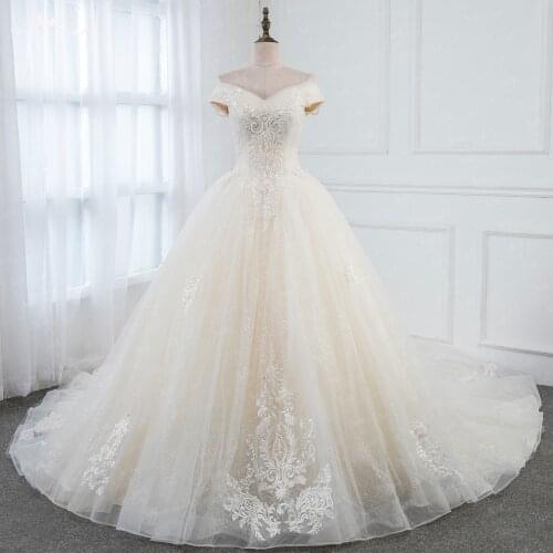 LZ252 Yiai Real Picture Beading Wedding Dress Glitter Bridal Dresses Ivory Ball Gown Vestido De Noiva
