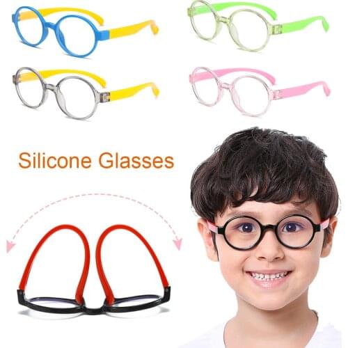 Fashion Kids Anti-blue Light Glasses for Children Soft Frame Goggle Plain Silicone Glasses Eyewear Boys Girls