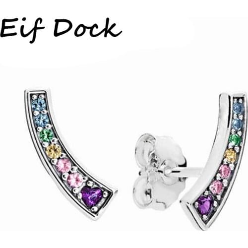 Fashion Rainbow Earrings for Women Cute CZ Zirconia Moon Shaped Earrings Jewelry Accessories 2021 Womens Earring Gifts