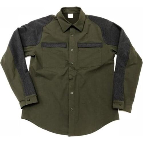 Man shirt elastic with reinforcements hunting green buttons pockets Mountain