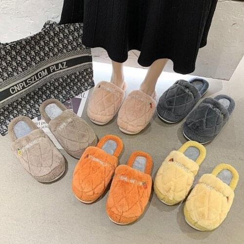 2021 New Faux Fur Slippers Autumn Winter Mules Women Shoes Cover Round Toe Sexy Ladies Shoes Woman Slippers Furry Hairy Slides