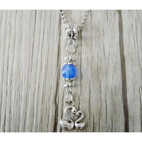 New Fashion Jewelry Vintage style Mother Baby Swans Birds Pendant Multicolor beads Charms Pendant Necklace